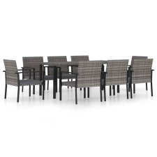 vidaXL 9 részes szürke polyrattan kerti étkezőgarnitúra (3065716) kerti bútor