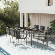 vidaXL 9 részes szürke polyrattan kerti étkezőgarnitúra párnával kerti bútor