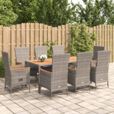 vidaXL 9 részes szürke polyrattan kerti étkezőgarnitúra párnával kerti bútor