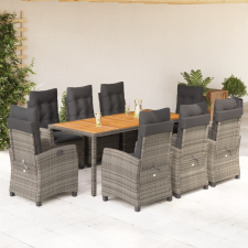 vidaXL 9 részes szürke polyrattan kerti étkezőgarnitúra párnával kerti bútor