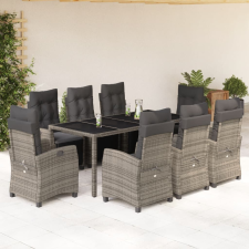 vidaXL 9 részes szürke polyrattan kerti étkezőgarnitúra párnával kerti bútor