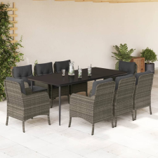 vidaXL 9 részes szürke polyrattan kerti étkezőgarnitúra párnával kerti bútor