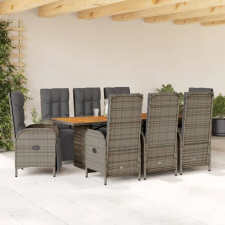 vidaXL 9 részes szürke polyrattan kerti étkezőgarnitúra párnával kerti bútor