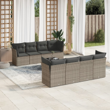 vidaXL 9-részes szürke polyrattan kerti ülőgarnitúra párnákkal kerti bútor