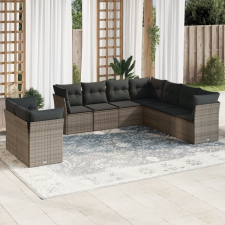 vidaXL 9-részes szürke polyrattan kerti ülőgarnitúra párnákkal kerti bútor