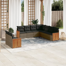 vidaXL 9-részes szürke polyrattan kerti ülőgarnitúra párnákkal kerti bútor