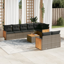 vidaXL 9-részes szürke polyrattan kerti ülőgarnitúra párnákkal kerti bútor