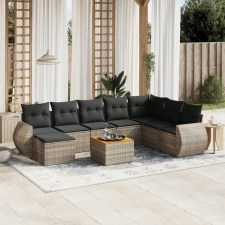 vidaXL 9-részes szürke polyrattan kerti ülőgarnitúra párnákkal kerti bútor