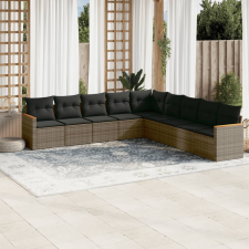 vidaXL 9-részes szürke polyrattan kerti ülőgarnitúra párnákkal kerti bútor