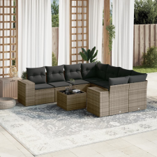 vidaXL 9-részes szürke polyrattan kerti ülőgarnitúra párnákkal kerti bútor