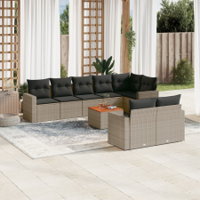 vidaXL 9-részes szürke polyrattan kerti ülőgarnitúra párnákkal kerti bútor