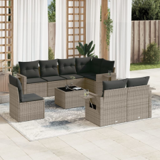 vidaXL 9-részes szürke polyrattan kerti ülőgarnitúra párnákkal kerti bútor