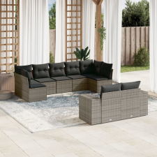 vidaXL 9-részes szürke polyrattan kerti ülőgarnitúra párnákkal kerti bútor