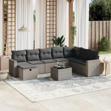 vidaXL 9-részes szürke polyrattan kerti ülőgarnitúra párnákkal kerti bútor