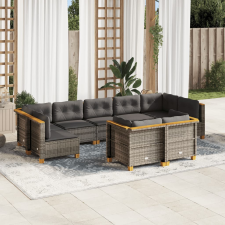 vidaXL 9 részes szürke polyrattan kerti ülőgarnitúra párnákkal kerti bútor