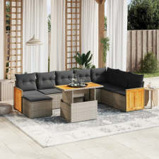 vidaXL 9 részes szürke polyrattan kerti ülőgarnitúra párnákkal kerti bútor