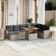 vidaXL 9 részes szürke polyrattan kerti ülőgarnitúra párnákkal kerti bútor