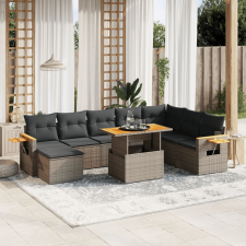 vidaXL 9 részes szürke polyrattan kerti ülőgarnitúra párnákkal kerti bútor