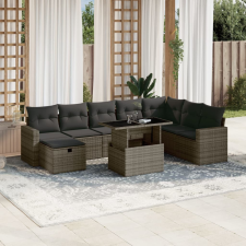 vidaXL 9 részes szürke polyrattan kerti ülőgarnitúra párnákkal kerti bútor