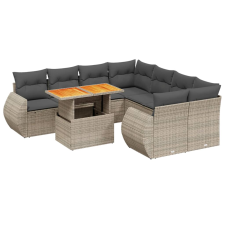 vidaXL 9 részes szürke polyrattan kerti ülőgarnitúra párnákkal kerti bútor