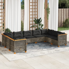 vidaXL 9 részes szürke polyrattan kerti ülőgarnitúra párnákkal kerti bútor