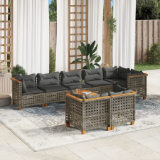 vidaXL 9 részes szürke polyrattan kerti ülőgarnitúra párnákkal kerti bútor