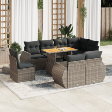 vidaXL 9 részes szürke polyrattan kerti ülőgarnitúra párnákkal kerti bútor