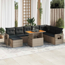 vidaXL 9 részes szürke polyrattan kerti ülőgarnitúra párnákkal kerti bútor