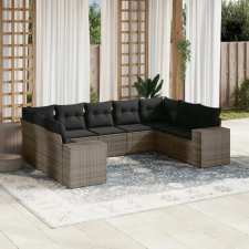 vidaXL 9-részes szürke polyrattan kerti ülőgarnitúra párnákkal kerti bútor