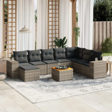 vidaXL 9-részes szürke polyrattan kerti ülőgarnitúra párnákkal kerti bútor