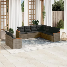 vidaXL 9-részes szürke polyrattan kerti ülőgarnitúra párnákkal kerti bútor