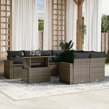 vidaXL 9 részes szürke polyrattan kerti ülőgarnitúra párnákkal kerti bútor