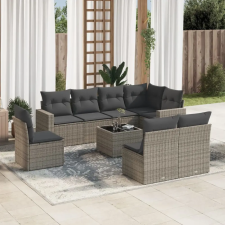 vidaXL 9-részes szürke polyrattan kerti ülőgarnitúra párnákkal kerti bútor