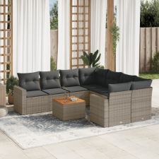 vidaXL 9-részes szürke polyrattan kerti ülőgarnitúra párnákkal kerti bútor