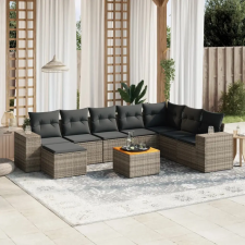 vidaXL 9-részes szürke polyrattan kerti ülőgarnitúra párnákkal kerti bútor