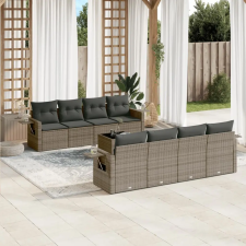 vidaXL 9-részes szürke polyrattan kerti ülőgarnitúra párnákkal kerti bútor