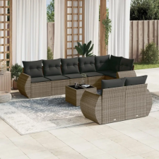 vidaXL 9-részes szürke polyrattan kerti ülőgarnitúra párnákkal kerti bútor