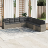 vidaXL 9-részes szürke polyrattan kerti ülőgarnitúra párnákkal