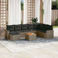 vidaXL 9 részes szürke polyrattan kerti ülőgarnitúra párnákkal kerti bútor
