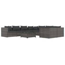 vidaXL 9-részes szürke polyrattan kerti ülőgarnitúra párnákkal kerti bútor