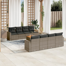 vidaXL 9 részes szürke polyrattan kerti ülőgarnitúra párnákkal kerti bútor