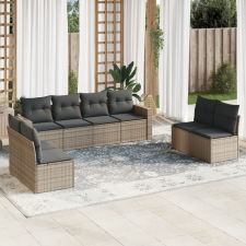 vidaXL 9 részes szürke polyrattan kerti ülőgarnitúra párnákkal kerti bútor