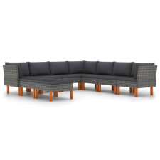 vidaXL 9 részes szürke polyrattan kerti ülőgarnitúra párnákkal (3059721) kerti bútor