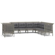 vidaXL 9 részes szürke polyrattan kerti ülőgarnitúra párnákkal (3187534) kerti bútor