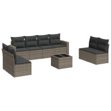 vidaXL 9-részes szürke polyrattan kerti ülőgarnitúra párnákkal (3218850) kerti bútor