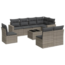 vidaXL 9-részes szürke polyrattan kerti ülőgarnitúra párnákkal (3219070) kerti bútor