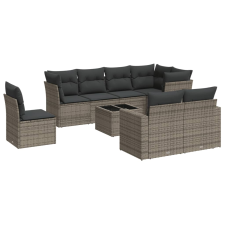 vidaXL 9-részes szürke polyrattan kerti ülőgarnitúra párnákkal (3219240) kerti bútor