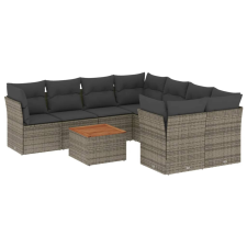 vidaXL 9-részes szürke polyrattan kerti ülőgarnitúra párnákkal (3223533) kerti bútor