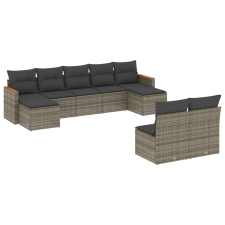 vidaXL 9-részes szürke polyrattan kerti ülőgarnitúra párnákkal (3226375) kerti bútor