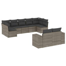 vidaXL 9-részes szürke polyrattan kerti ülőgarnitúra párnákkal (3255357) kerti bútor